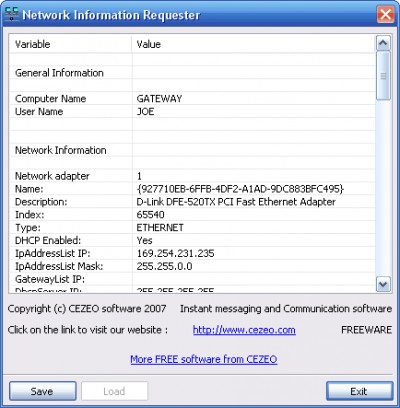 Network Info Requester 1.1.456 screenshot