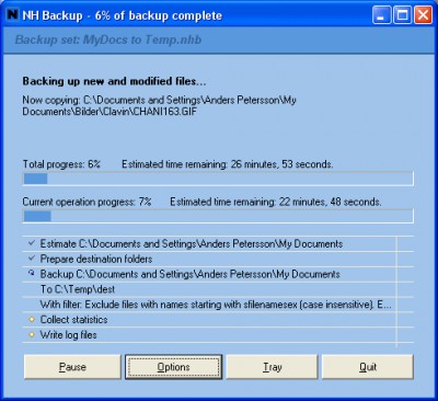 NH Backup 3.0.74 screenshot