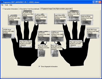 NIST (ANSI/NIST-ITL 1-2000) viewer 2.5 screenshot