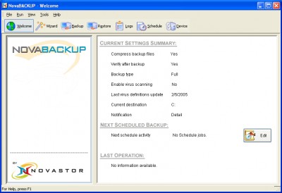 NovaBACKUP Professional Edition 7.3.1.2 screenshot