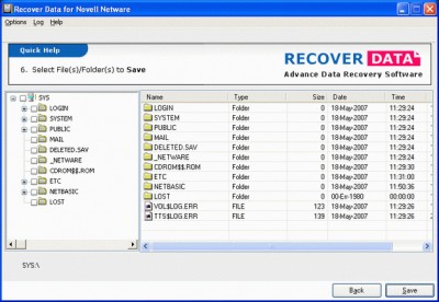 Novell Data Recovery Software 1.0 screenshot