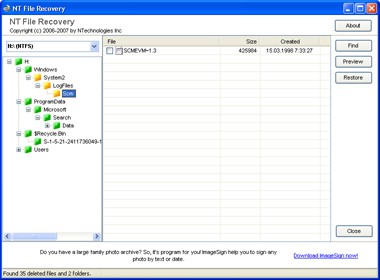 NT File Recovery 2.2 screenshot