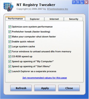 NT Registry Tweaker for U3 flash drives 1.0 screenshot