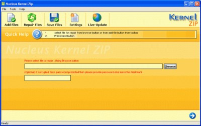 Nucleus Kernel Zip Repair Software 4.02 screenshot