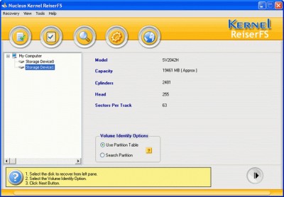 Nucleus ReiserFS Linux Partition Recovery 4.02 screenshot