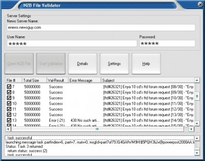 NZB File Validator 1.1 screenshot