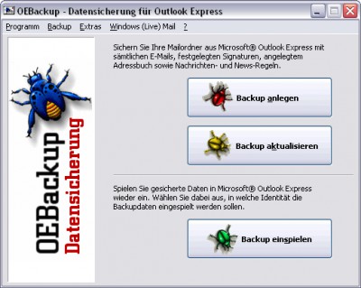 OEBackup - Backup für Outlook Express 4.82 screenshot