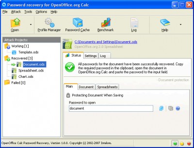 OpenOffice Calc Password Recovery 1.0.6 screenshot