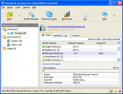 OpenOffice Math Password Recovery 1.0.0 screenshot