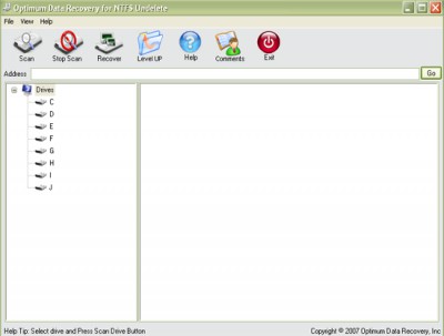 Optimum Data Recovery (Undelete NTFS) 1.0.0 screenshot