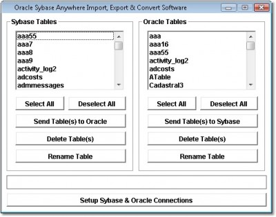 Oracle Sybase Import, Export & Convert Software 7.0 screenshot