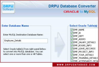 Oracle to MySQL 5.0.1.6 screenshot