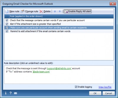 Outgoing Email Checker for Outlook 1.0 screenshot