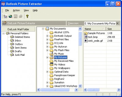 Outlook Attachment and Picture Extractor 1.80 screenshot