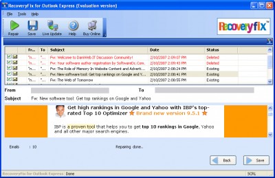 Outlook Express Repair 4.02.01 screenshot