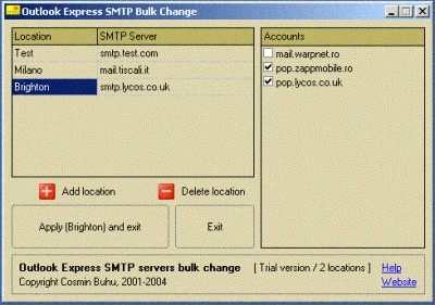 Outlook Express SMTP server changer 1.0 screenshot