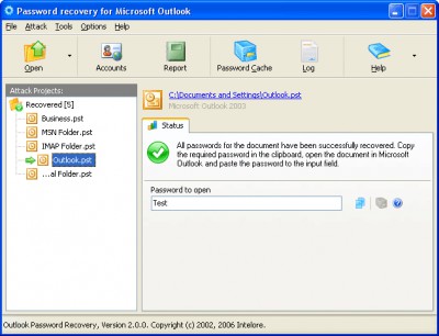 Outlook Password Recovery Wizard 2.0.5 screenshot