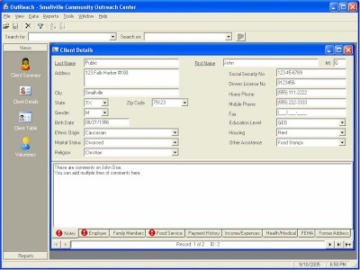 OutReach Community Assistance Database 1.5.2 screenshot