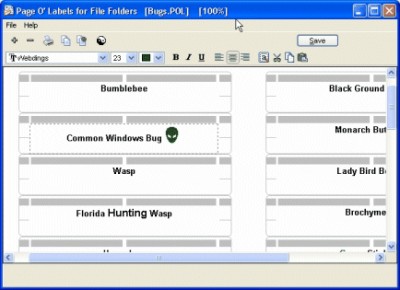 Page Of Labels for File Folders 2.90 screenshot
