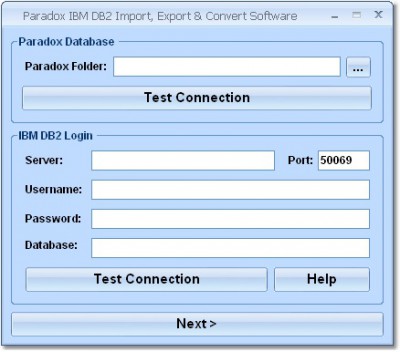 Paradox IBM DB2 Import, Export & Convert Software 7.0 screenshot