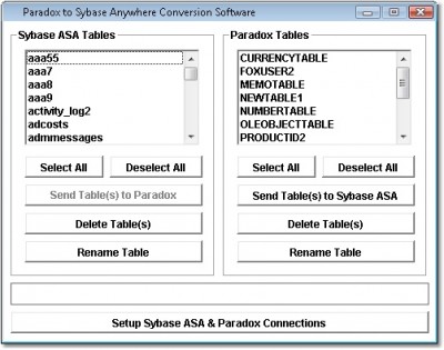 Paradox to Sybase Anywhere Conversion Software 7.0 screenshot