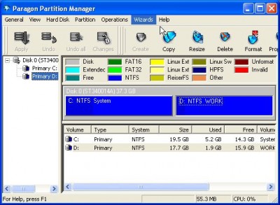 Paragon Partition Manager (Personal) 7.0 screenshot
