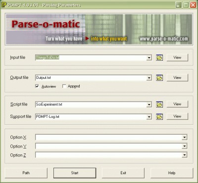 Parse-O-Matic Power Tool 4.03.02 screenshot
