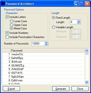 Password Architect 1.00 screenshot