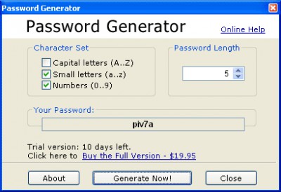 Password Generator Software 2.3 screenshot