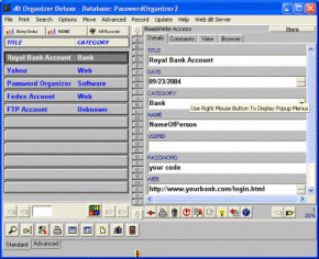 Password Organizer Deluxe 4.12 screenshot