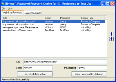 Password Recovery Engine for Internet Explorer 2.0 screenshot