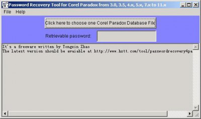 Password Recovery for Corel Paradox 1.0 screenshot