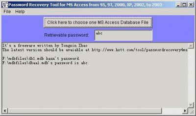 Password Recovery for MS Access 1.0 screenshot