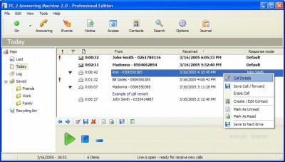 PC 2 Answering Machine - Professional Edition 2.0 screenshot