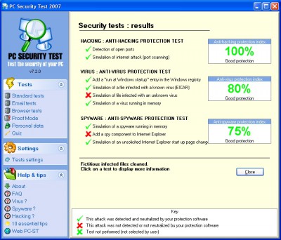 PC Security Test 2007 7.2.0 screenshot