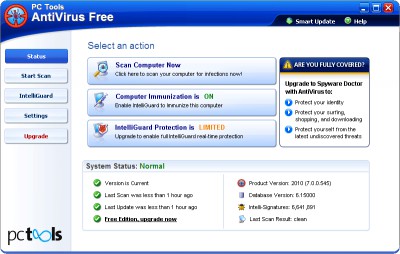PC Tools AntiVirus Free 8.0 screenshot