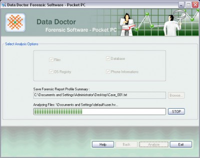 PDA Forensic Software 2.0.1.5 screenshot