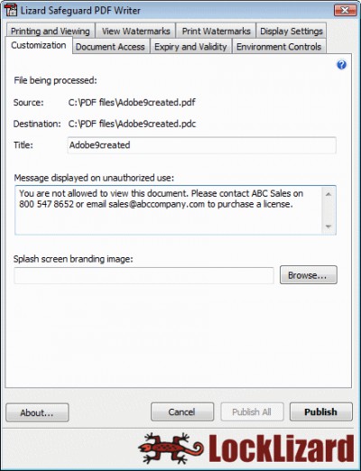 PDF Security - LockLizard PDF Protection 3.0.20 screenshot