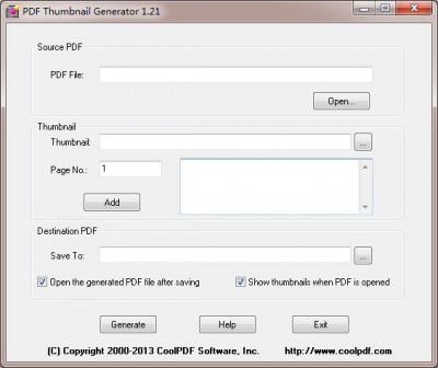 PDF Thumbnail Generator 1.21 screenshot
