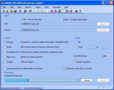 PDF to Word Converter 2.0 screenshot