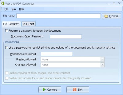 PDFArea Word to PDF Converter 4.0 screenshot