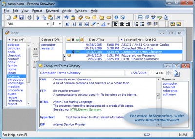 Personal Knowbase information manager 3.2.6 screenshot