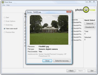 Photo Nose Image Recovery Software 4.2 screenshot