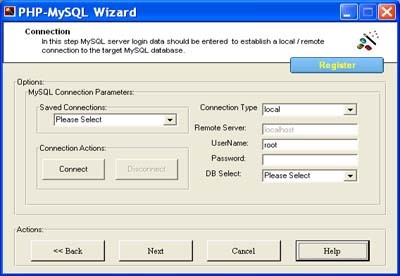 PHP MySQL Wizard ( php Code Generator for Mysql) 1.3 screenshot