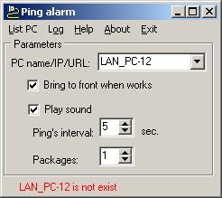 Ping Alarm 1.4 screenshot