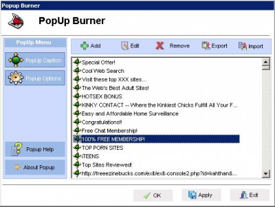 PopUp Burner 1.00 screenshot