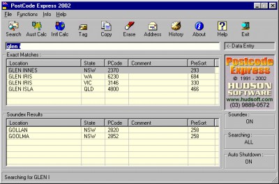 PostCode Express 2002 screenshot