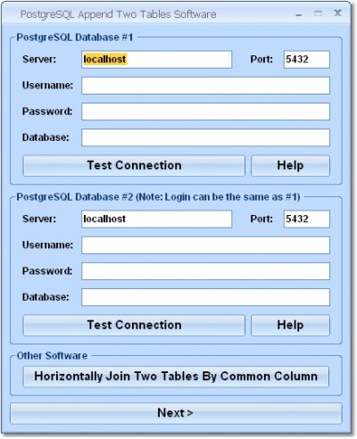 PostgreSQL Append Two Tables Software 7.0 screenshot