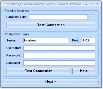 PostgreSQL Paradox Import, Export & Convert Softwa 7.0 screenshot