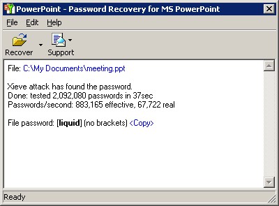 Powerpoint Password Recovery Key 7.1 screenshot